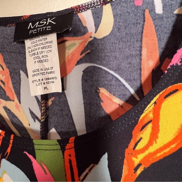 MSK Black, Orange, Pink, Floral Dress Petite L - Picture 4 of 5